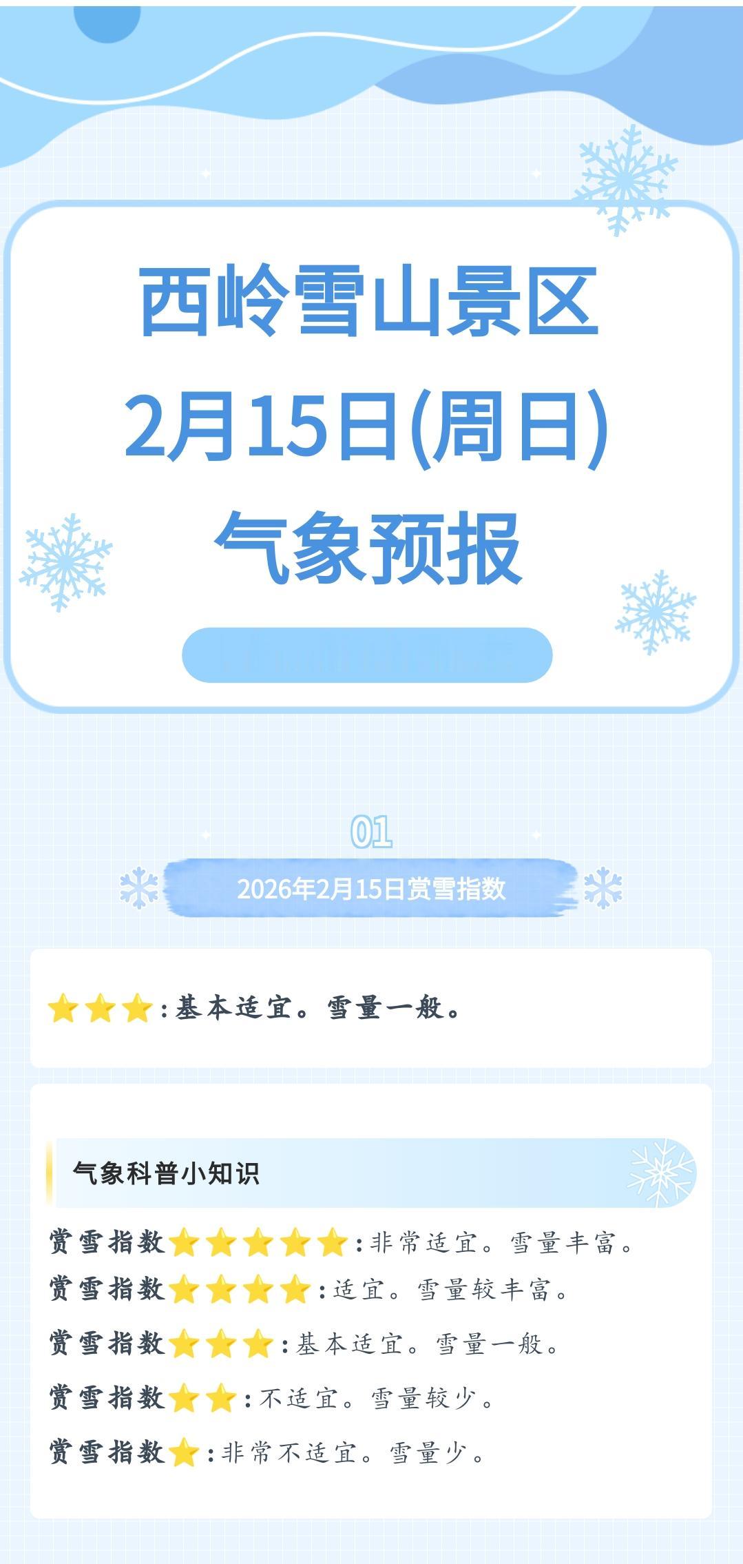 前往景区游玩请大家做好保暖防护，穿戴防滑鞋具与防风御寒衣物，密切关注最新气象，注