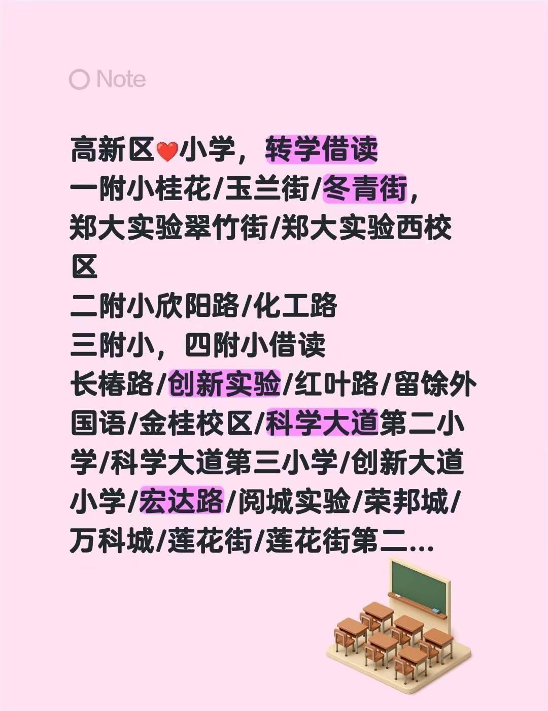 高新区❤️小学，转学借读一附小桂花/玉兰街/冬青街，郑大实验翠竹街/郑大实验西校