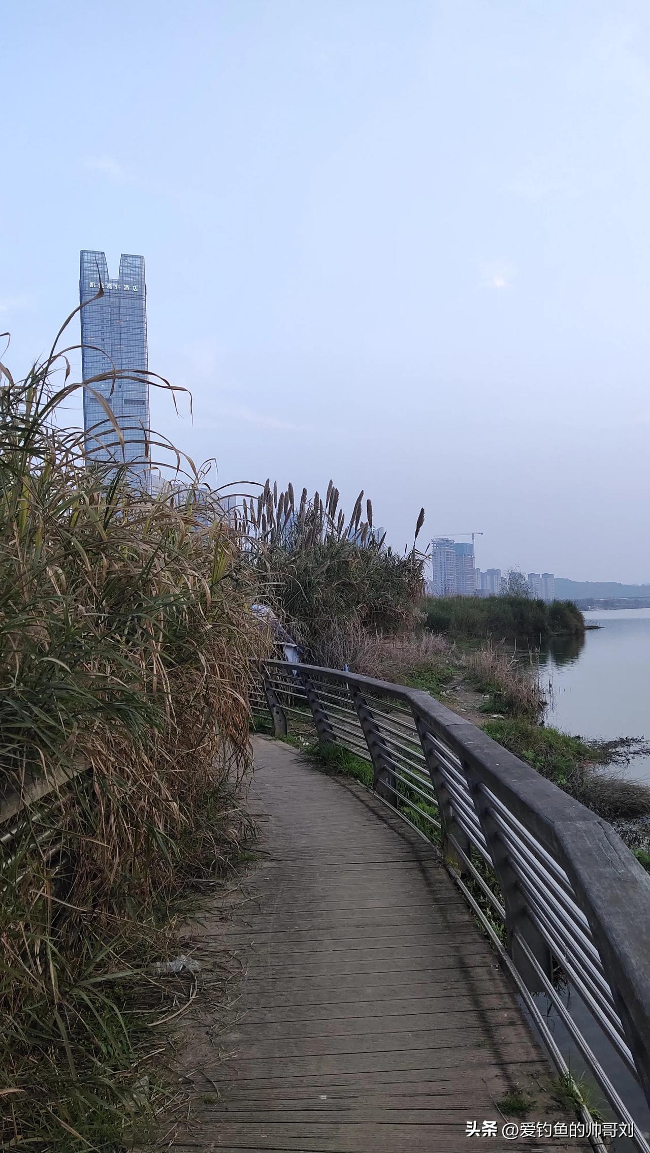 湖畔小径通向高塔，水边芳草与晴霞相映，这样的景色总是能让人沉醉。就像晏殊在《踏莎