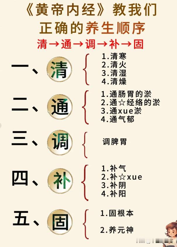 《黄帝内经》正确的养生顺序：清→通→调→补→固，顺序对了，没有养不好的病！