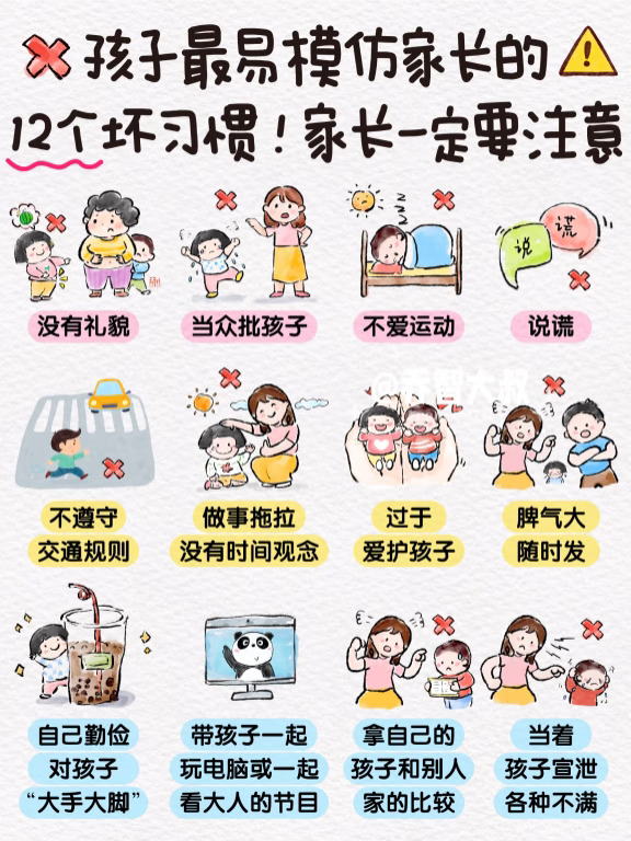孩子容易模仿家长的12个坏习惯，家长要注意