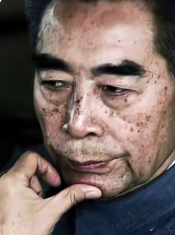 这是法国摄影师于1973年，拍摄到的周恩来总理。
此时的周总理已经是两鬓斑白，脸