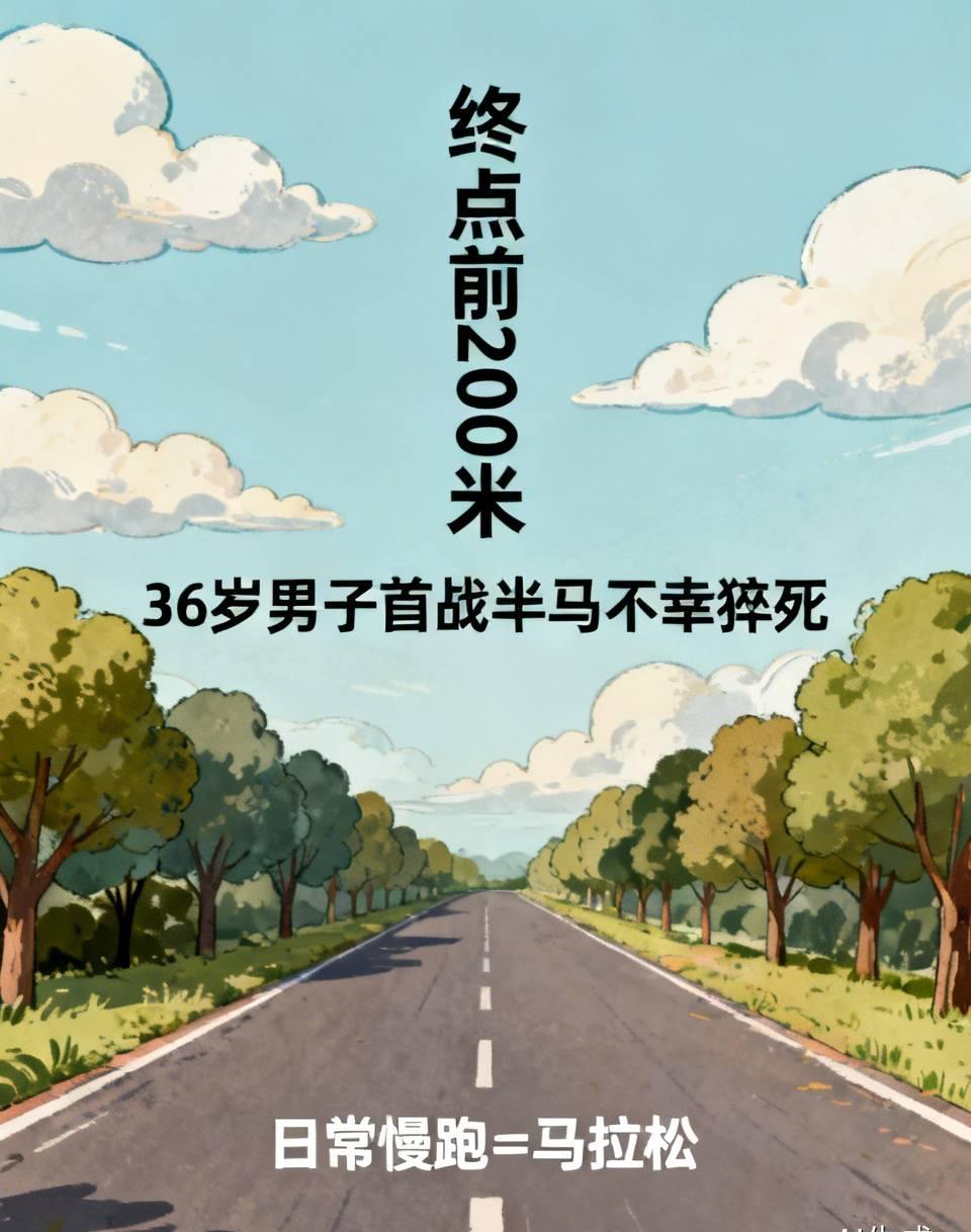 痛心！终点前200米，36岁男子首战半马不幸猝死。
 
拥有6年慢跑习惯，本是人