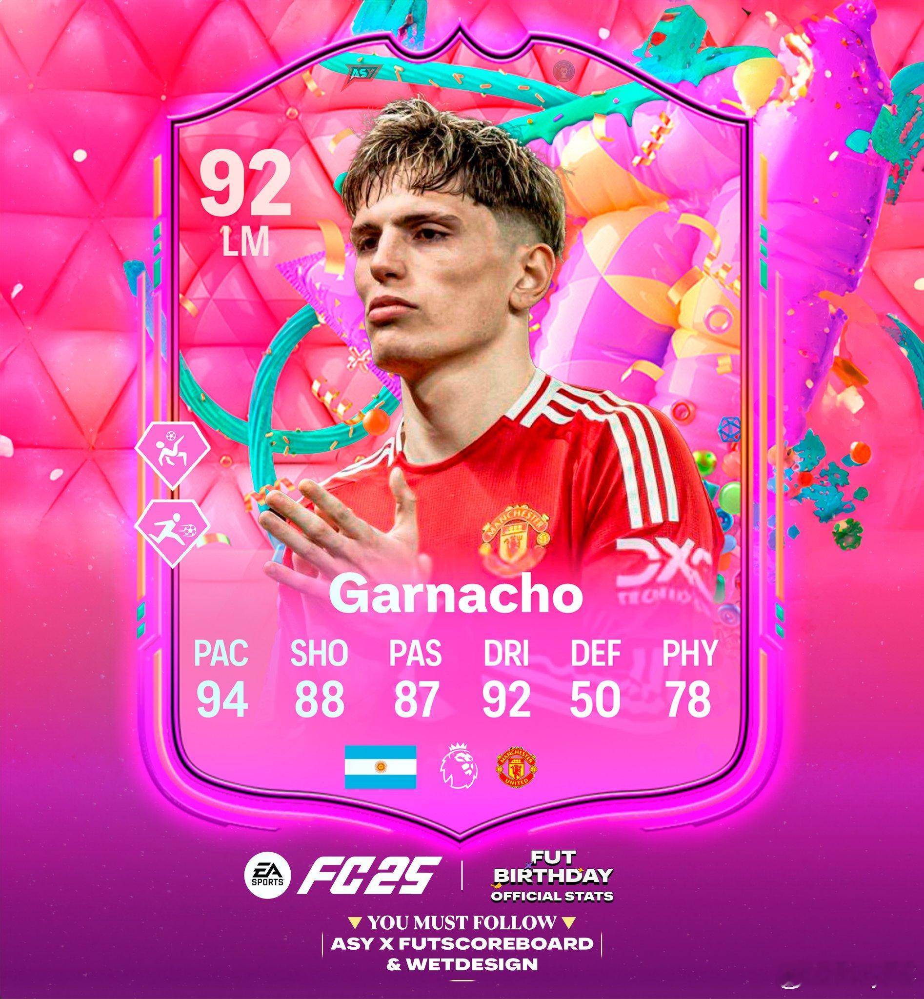 FUT Birthday加纳乔的正式数据。FC25曼联 ​​​