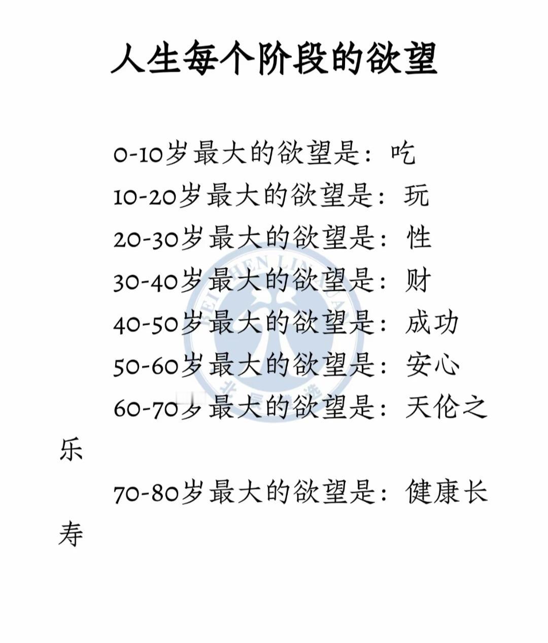 人生不同阶段，欲望各不相同。