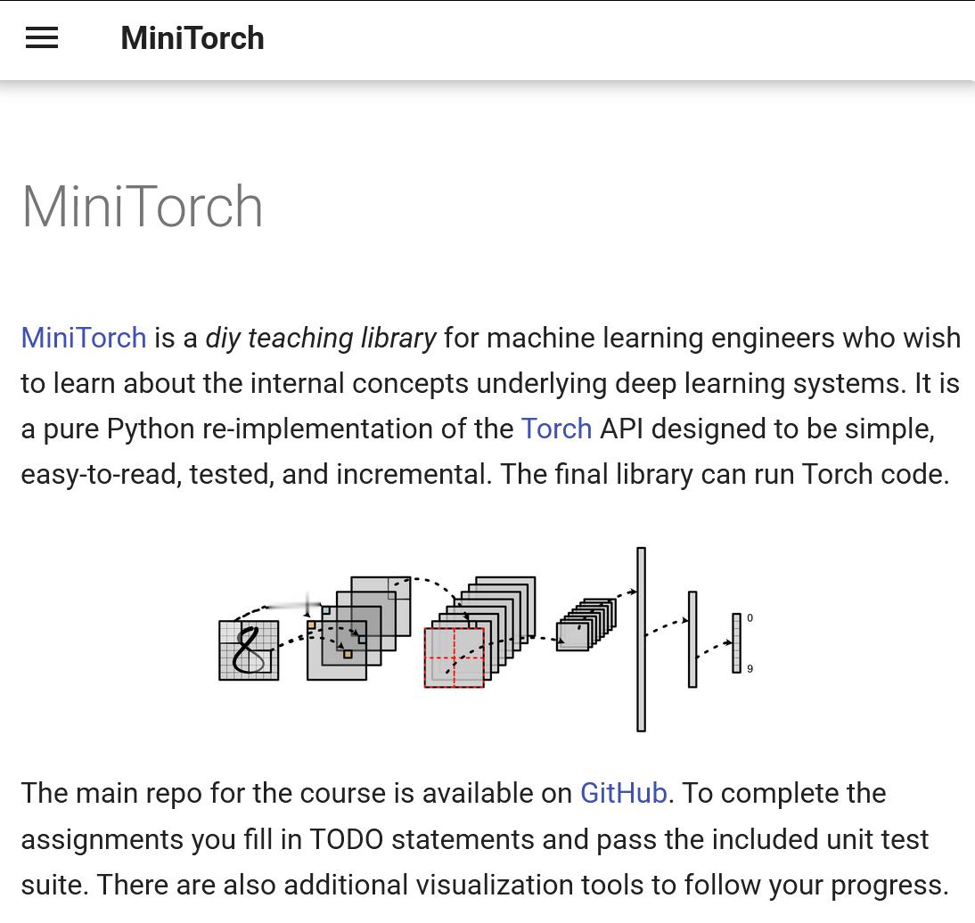 MiniTorch，一个面向机器学习工程师的 DIY 教学库，旨在帮助他们了解深