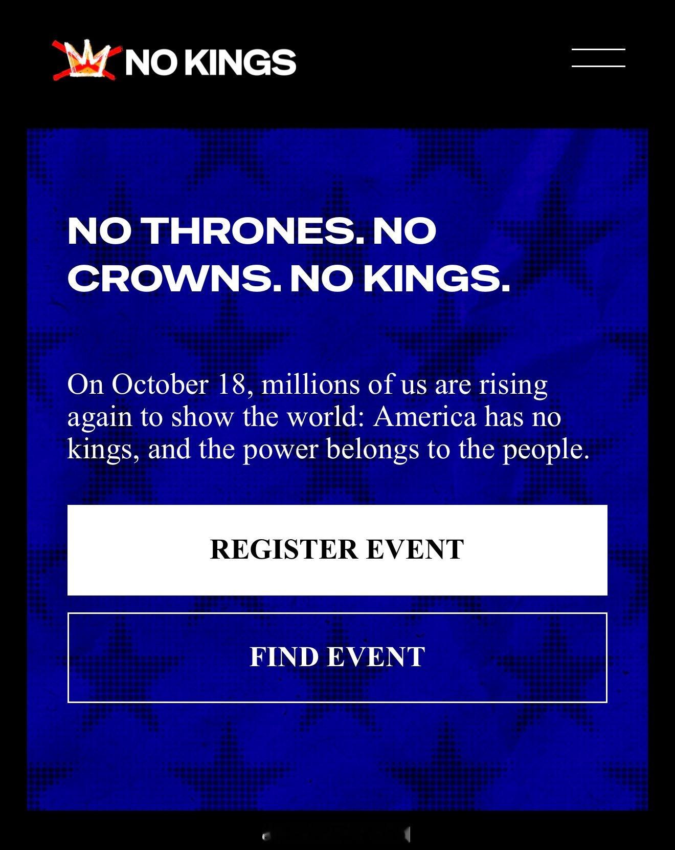 “No Kings”全美全国性抗议活动将于10月18日举行，预计将有2000场抗