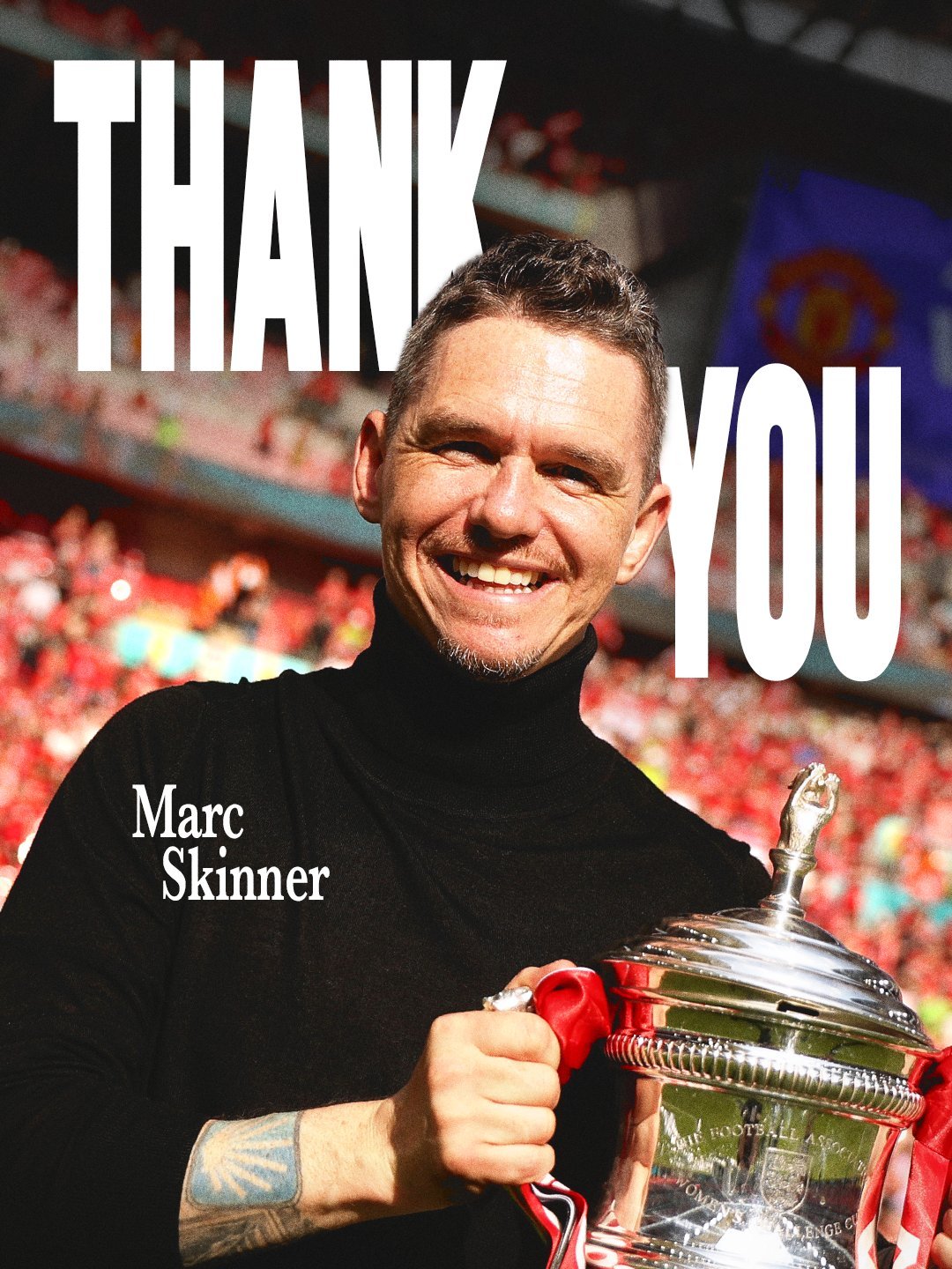 曼联俱乐部宣布Marc Skinner在经过双方协商后辞去女足一线队主教练一职，