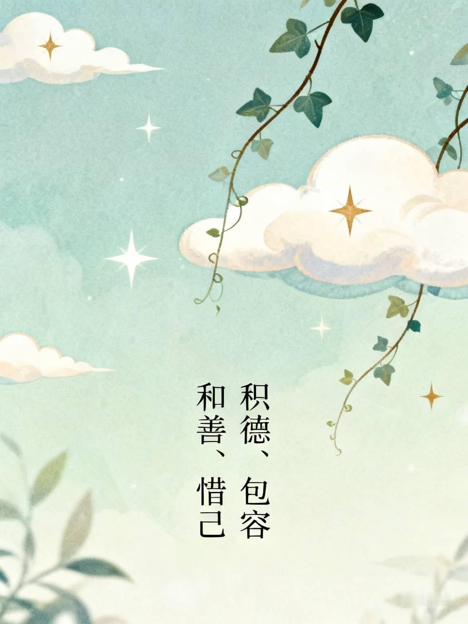 积德，包容，和善，爱惜自己
 
人生最好的修行，不过四件事：积德、包容、和善、惜