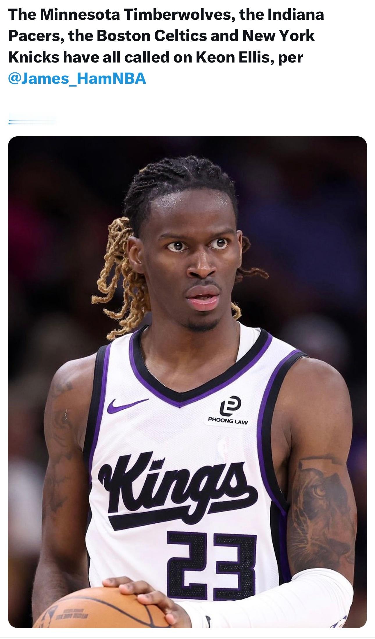 国王记者James Ham：森林狼、步行者、凯尔特人、尼克斯都给国王队打电话询问