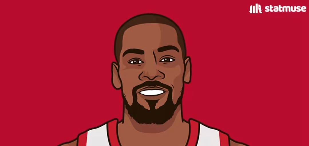 NBA詹姆斯连续得分上双纪录中断后，现存的是杜兰特连续247场12月05日 NB