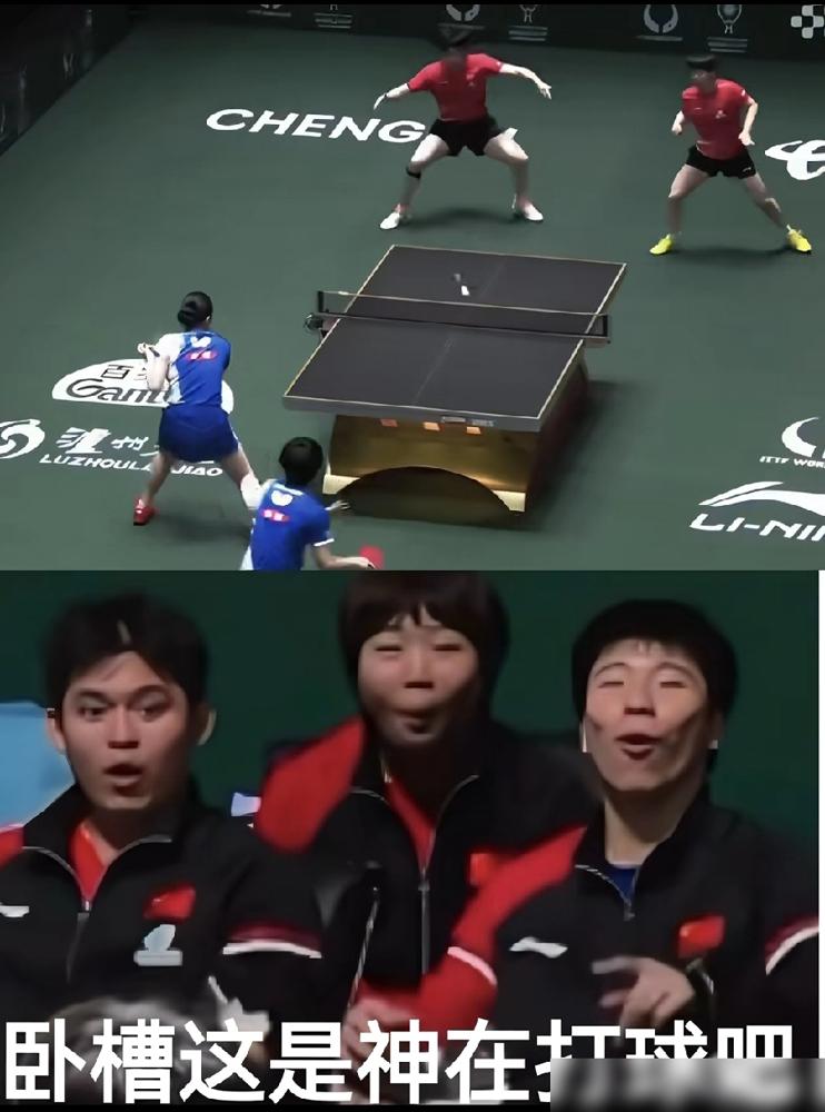 三人在看神仙打球
​
莎莎和头哥配合默契，捂了个直线还擦边，场外
​
三人在看神