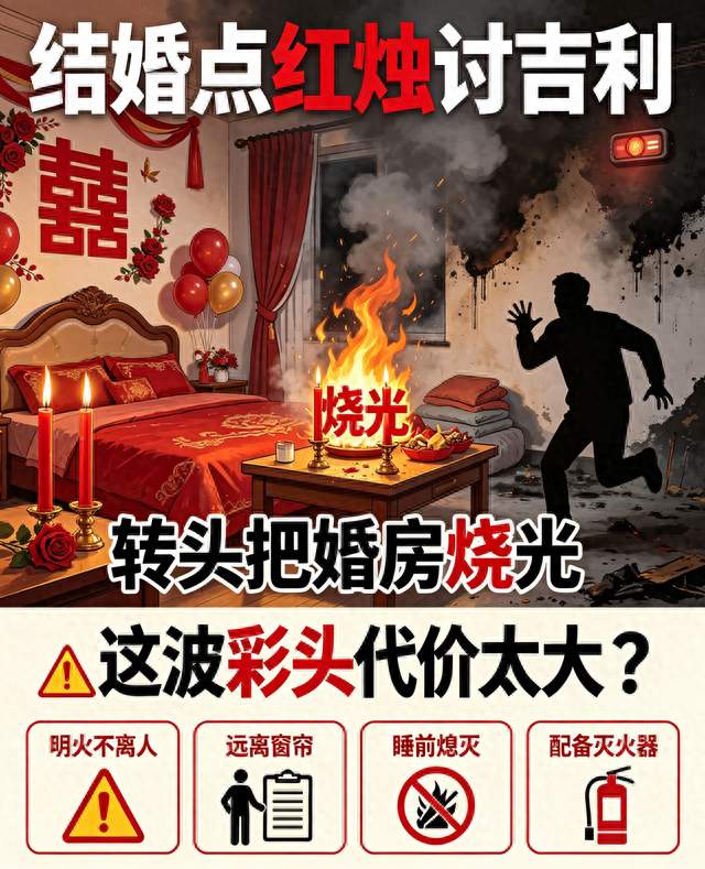 结婚点红烛讨吉利，转头把婚房烧光，这波彩头代价太大