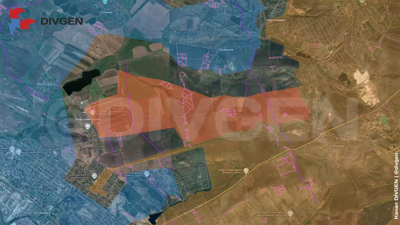 康斯坦丁诺夫卡北部，南部集群突击队已开始进入新多米特罗夫卡。俄军还是觉得要把北部