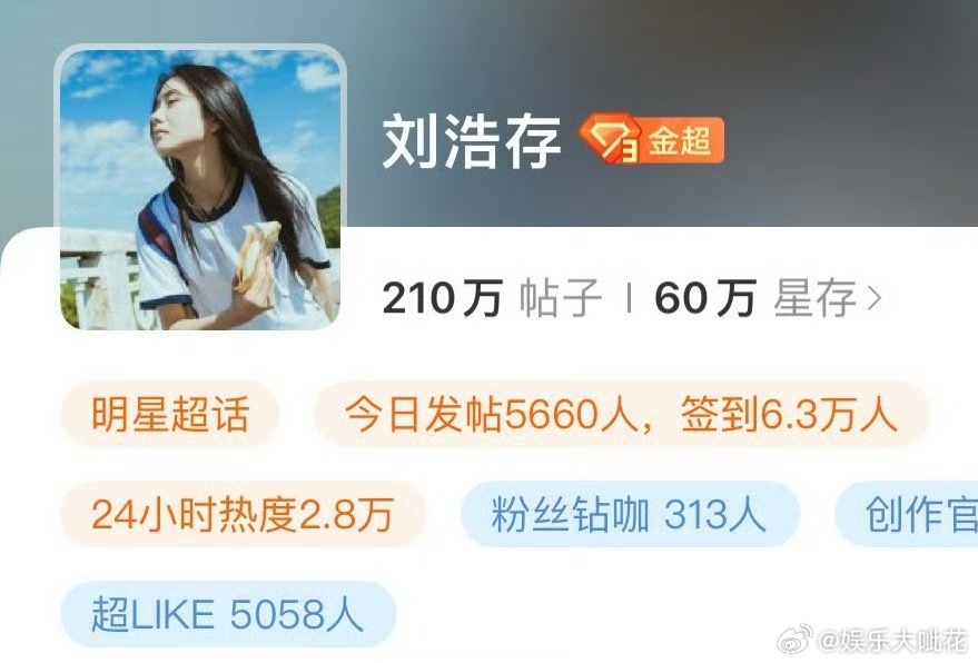 刘浩存微博超like数突破5000，联播两部剧有效吸粉[好喜欢]主角还没播的情况