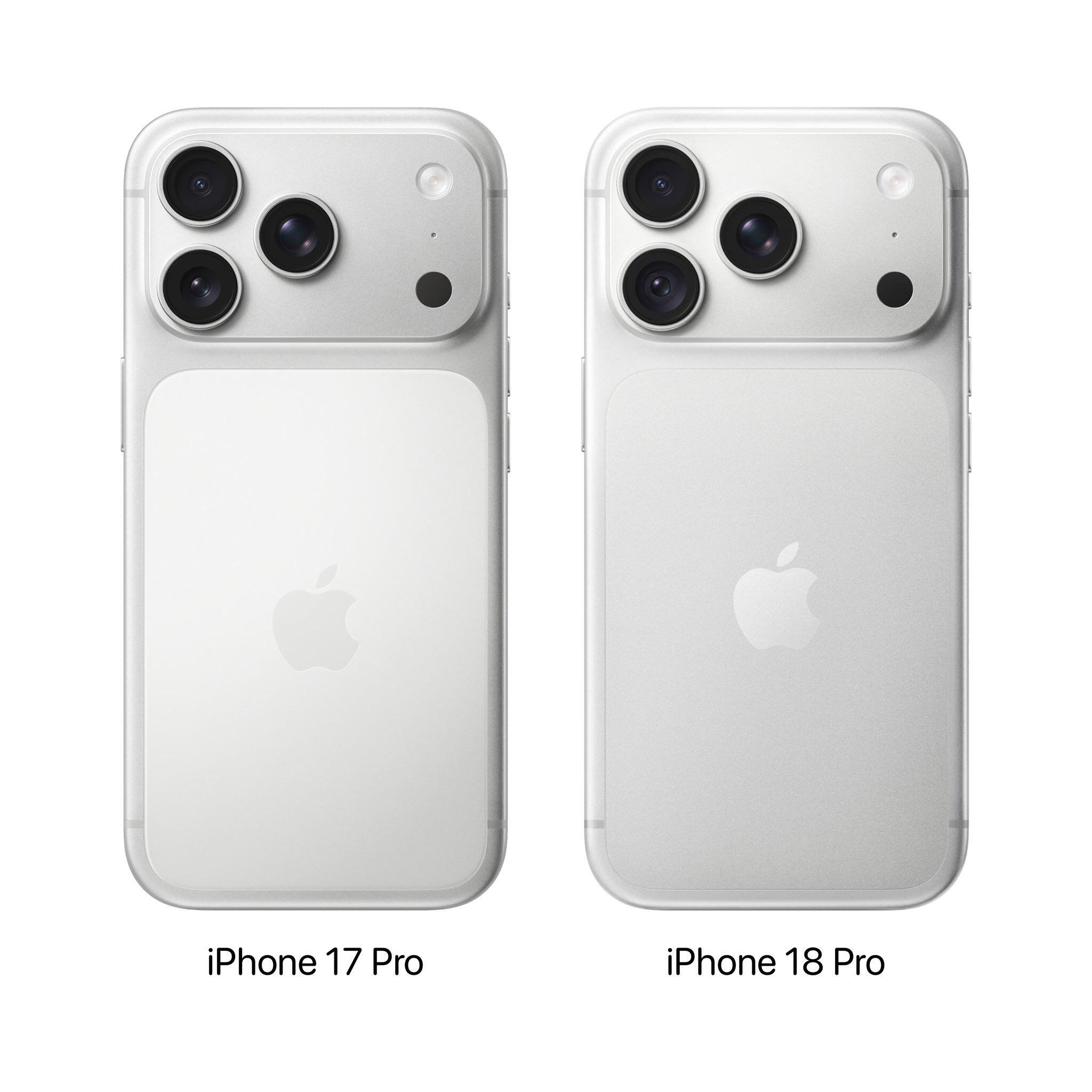 iPhone17Pro和18Pro外观对比银色差别不大，我看还有给相机Deco位
