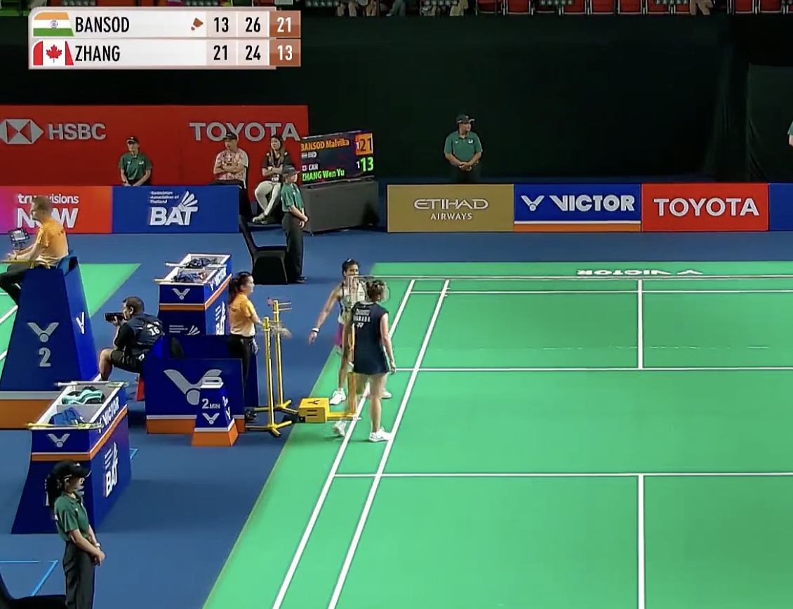 马尔维卡🇮🇳 13-21、26-24、21-13 🇨🇦张文玉下轮；陈雨菲