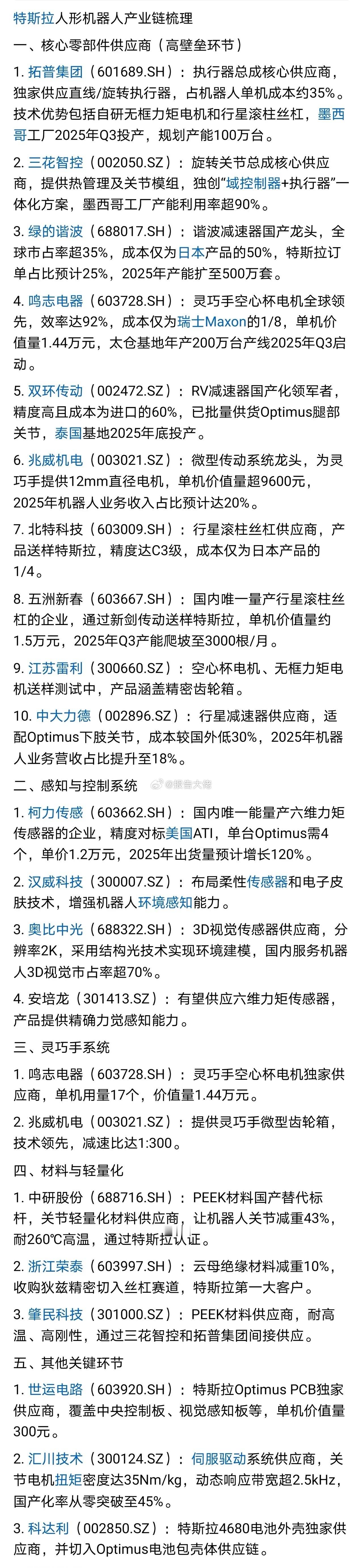 人形机器人供应商哪家最受益？？ ​​​