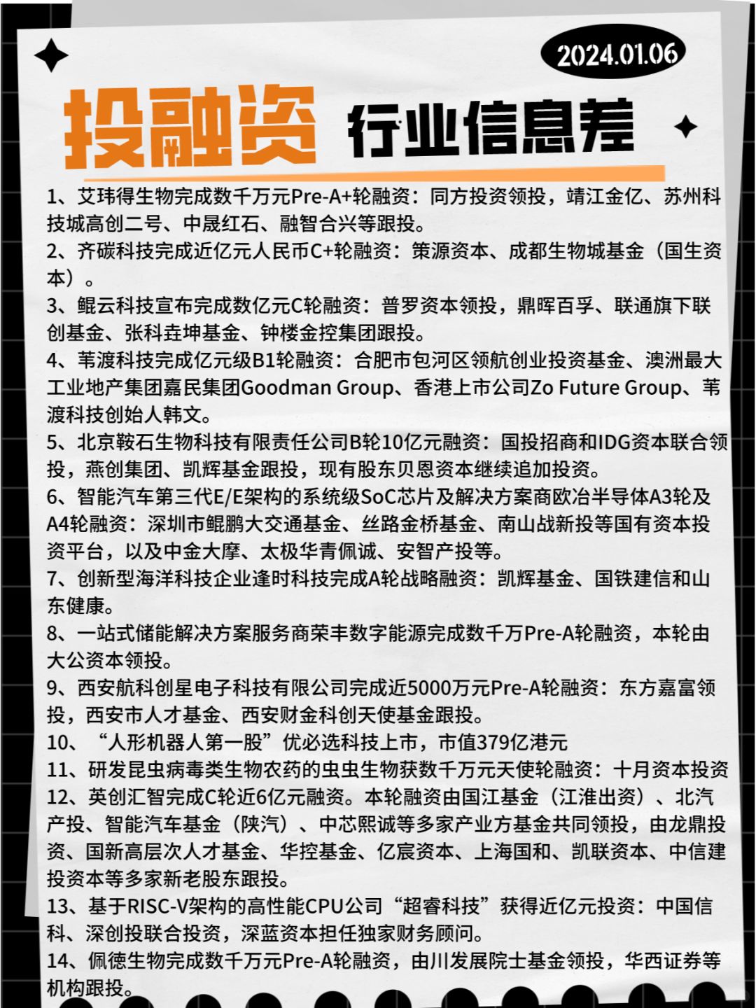 【投·融资】行业信息差