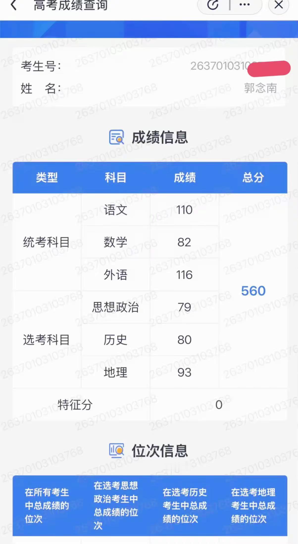高考成绩