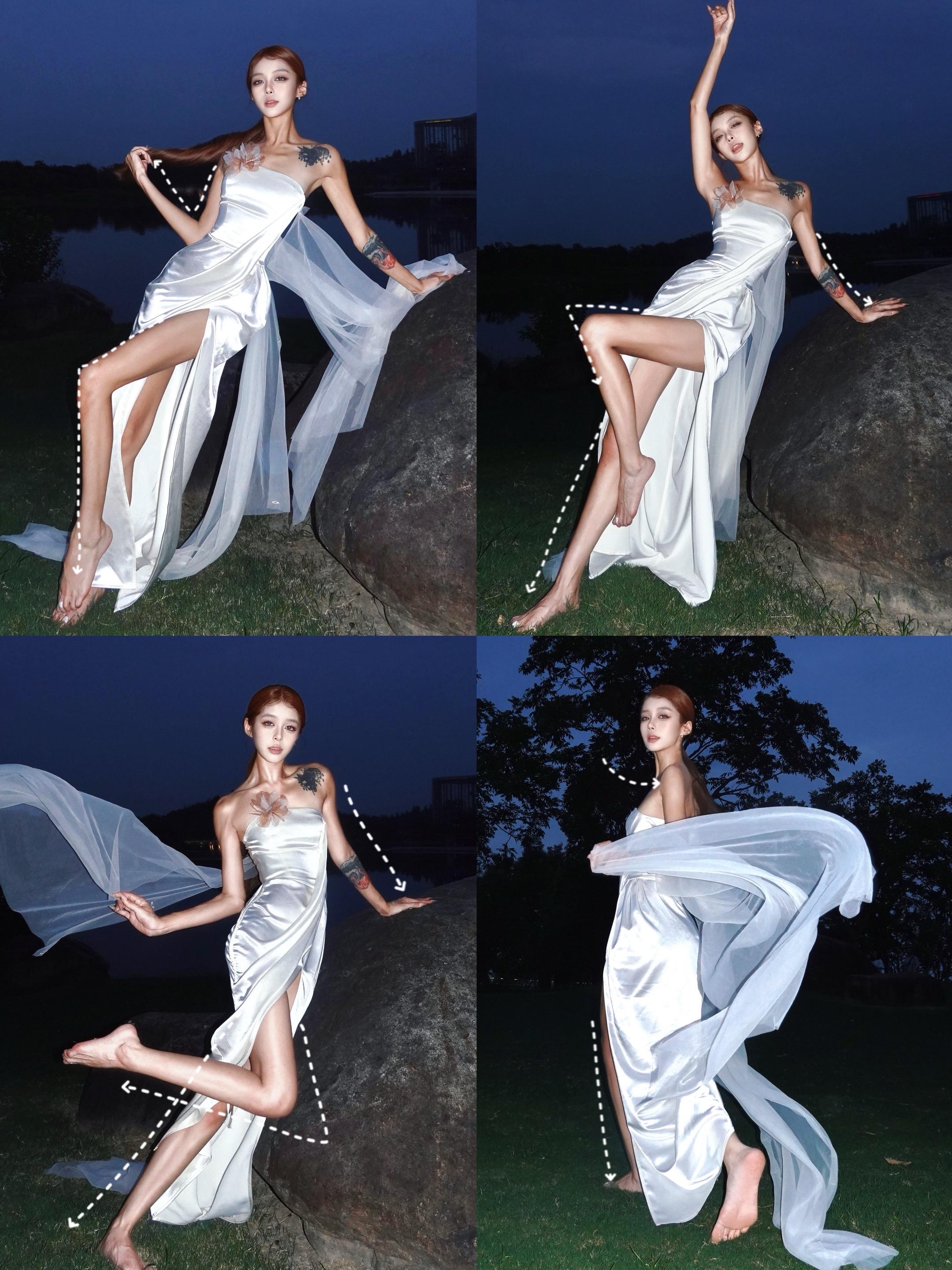 存一点度假长裙拍照pose灵感