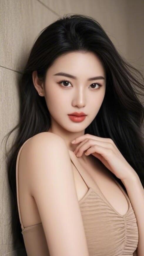 优雅黑发，红唇轻启，尽显迷人魅力！