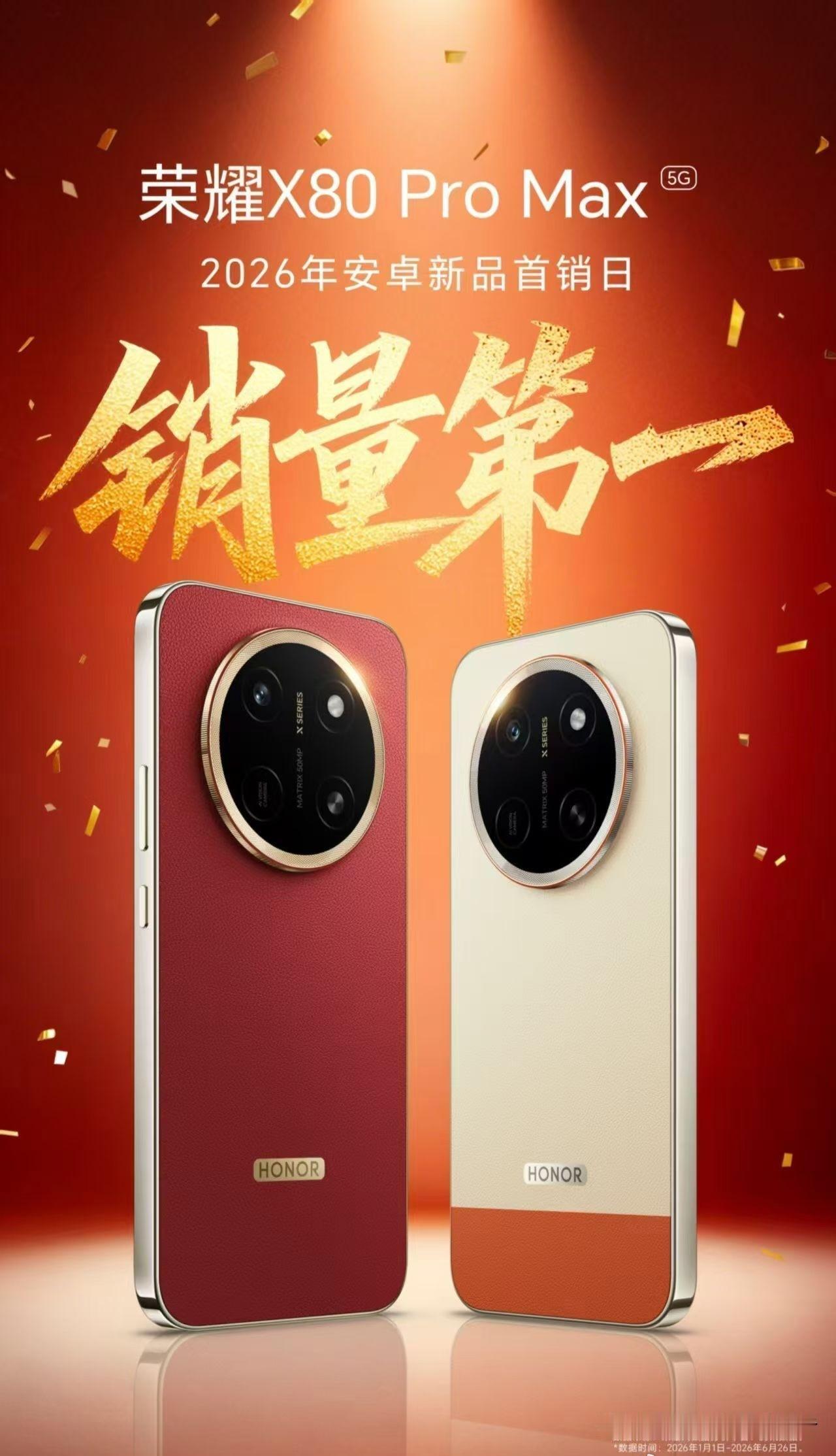 果然！荣耀X80promax首销成绩喜人！
2026年安卓新品首销日销量第一，这