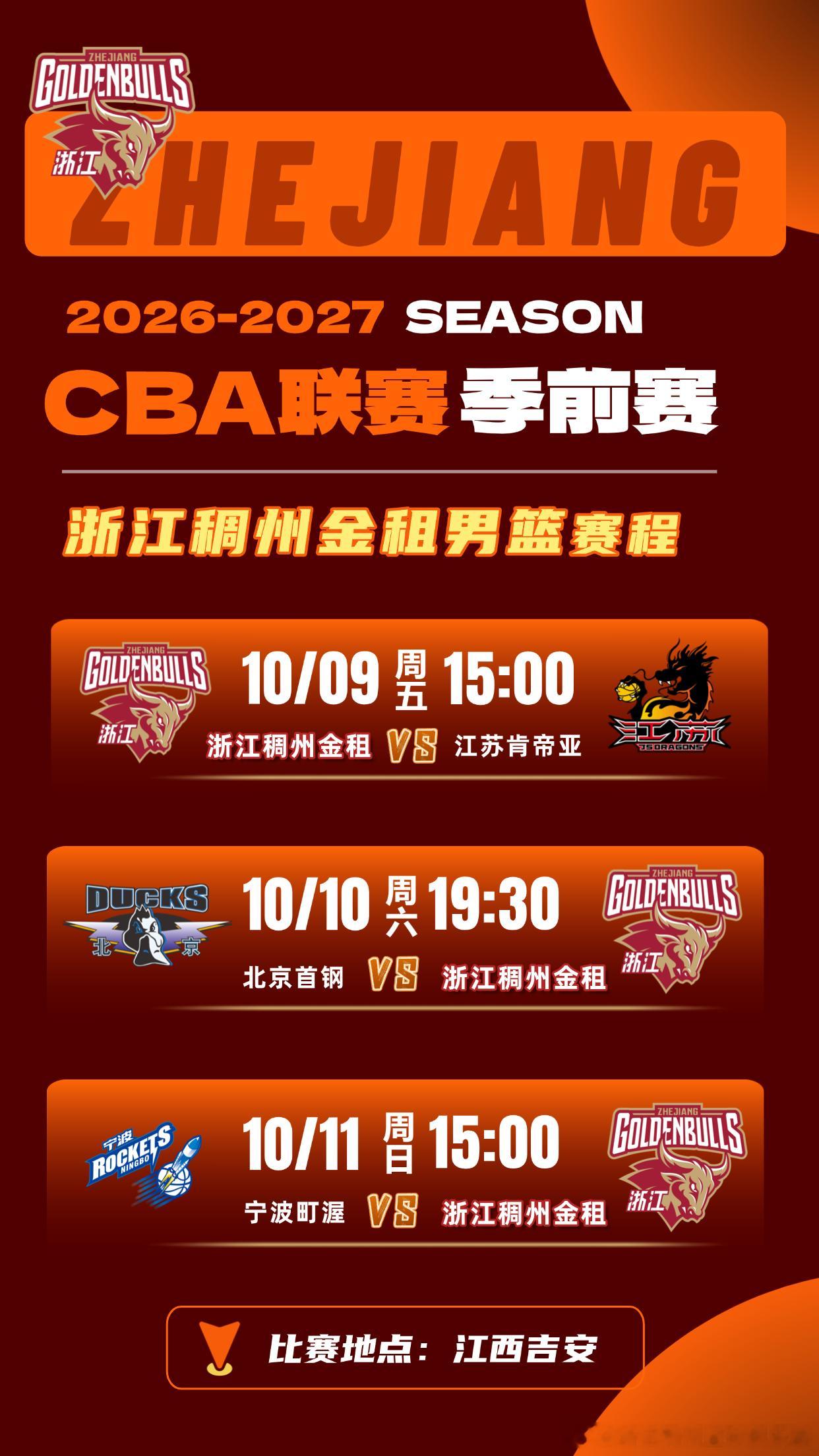 浙江稠州金租男篮季前赛赛程浙江稠州男篮[超话]cba季前赛 [快乐打卡]江西吉安