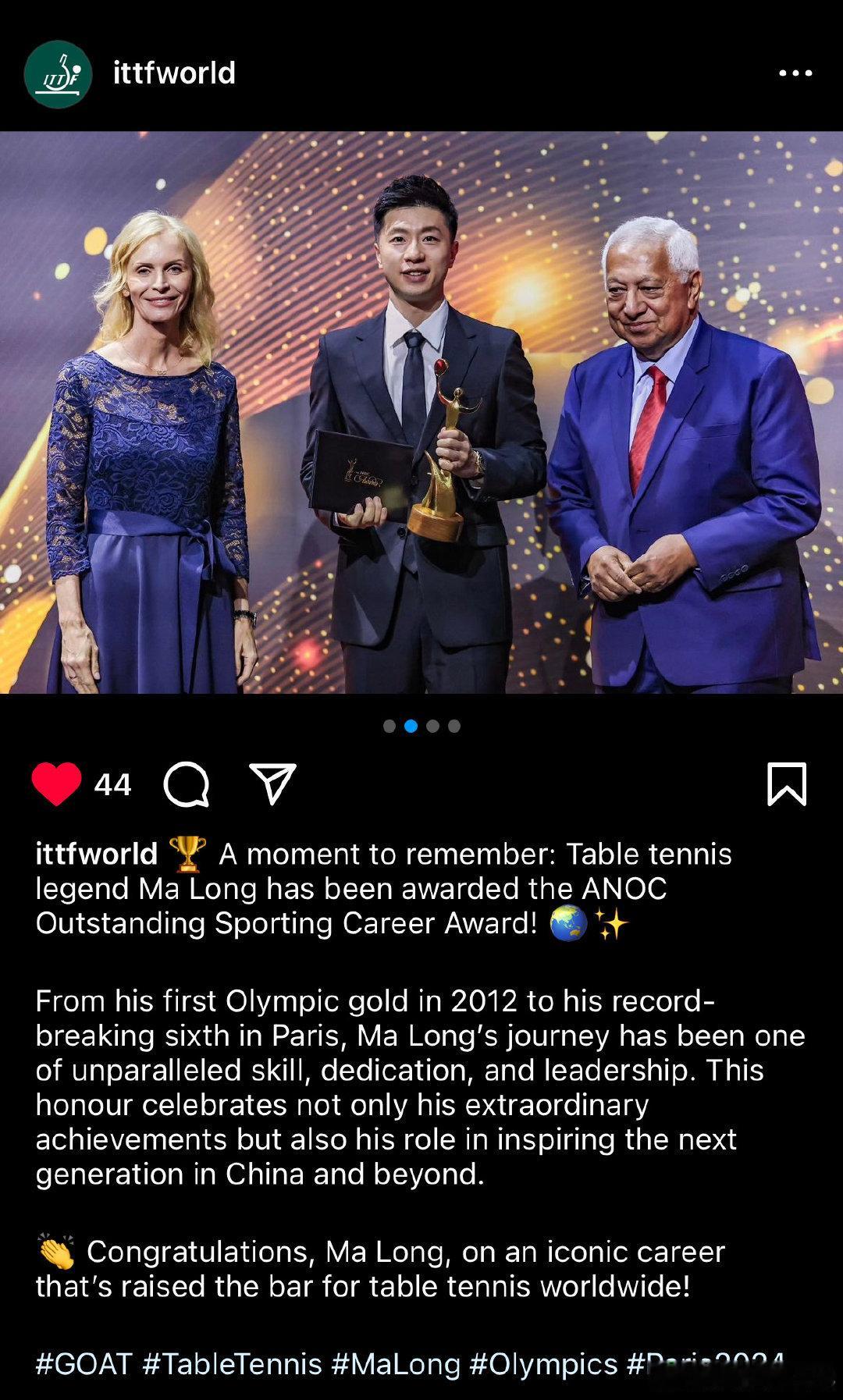 马龙提到的“Passion”是指他对乒乓球的热爱和激情。在他用英语发表获奖感言时