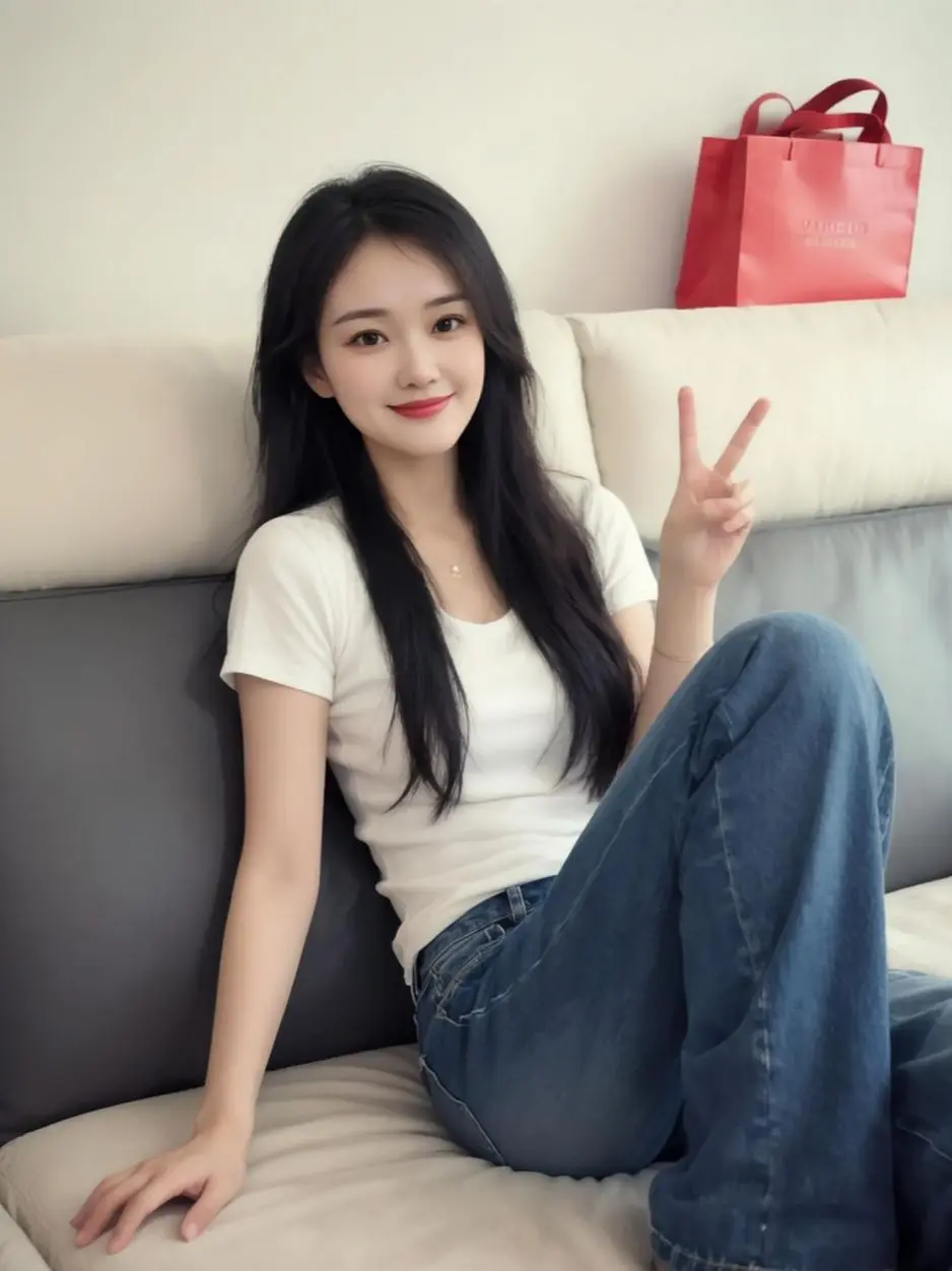 居家休闲穿搭 简约风日常穿搭 白色短袖穿搭 AI居家生活照 ai创作