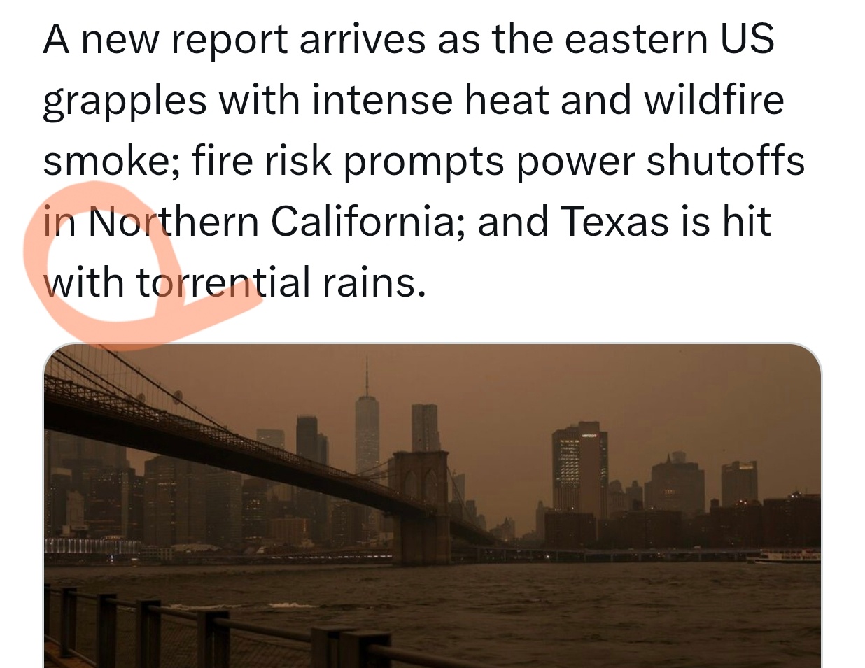 外刊原文：“Texas is hit with torrential rains