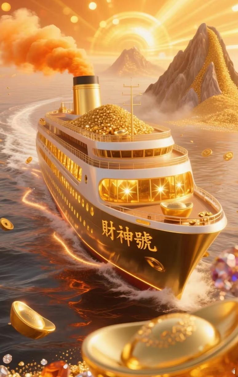 财神号栽着万两黄金向我们驶来，点赞回应。今年剩下大几个月时间了，过年之前赚的盆满