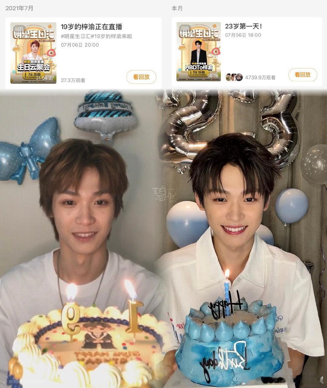 19岁生日和23岁生日的梓渝状态👇27.3w—4739.9w 红气养人具象化。