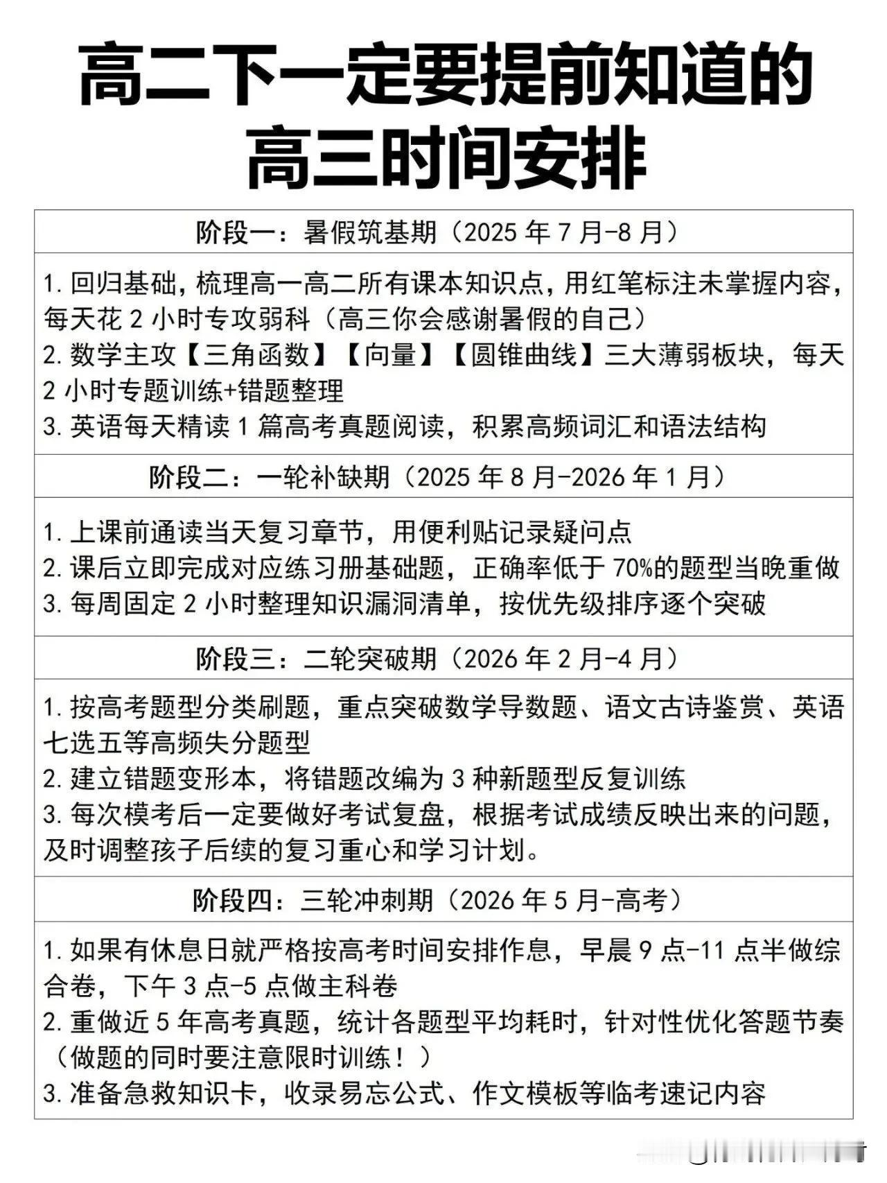 高三时间安排