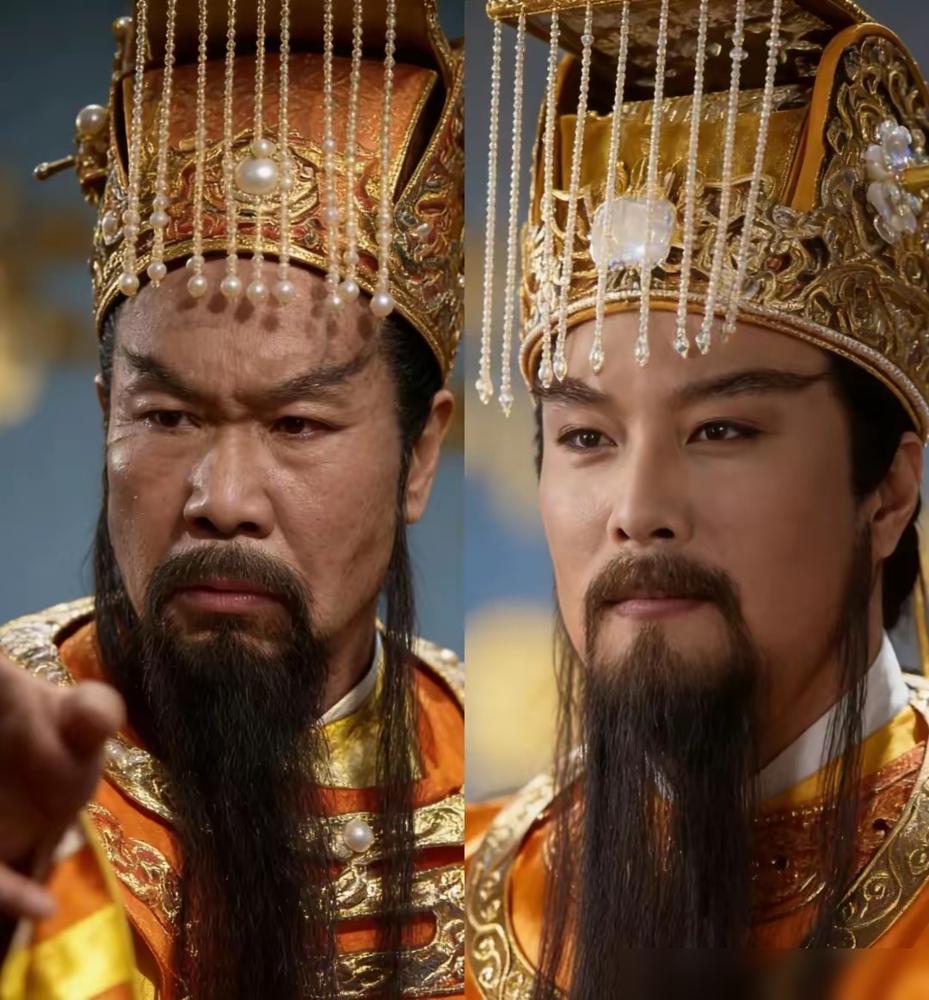 章玉善演的玉皇大帝，头一回见到，竟是钻桌子。
 
天庭大佬，三界至尊。孙猴子一闹