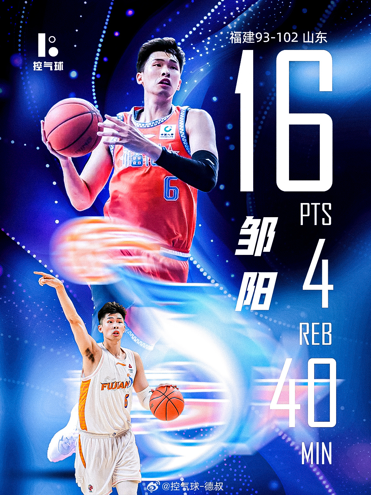 福建93-102不敌山东！邹阳上半场6投全中杀疯，可惜下半场突然断电仅2分，末节