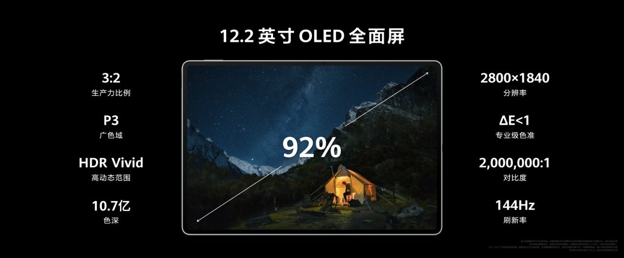 新款HUAWEI MatePad Pro 12.2 英寸搭载双层OLED云晰柔光