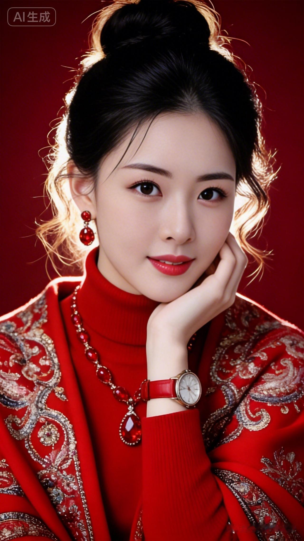 惊艳的红色礼服，搭配精致的珠宝，尽显优雅与魅力！💃💍🔥