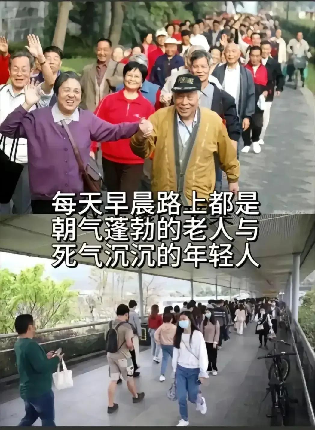 幸福快乐的老人。忧郁忙碌，闷闷不乐的上班族，我也一样，上班路上眼神迷茫，上班时间