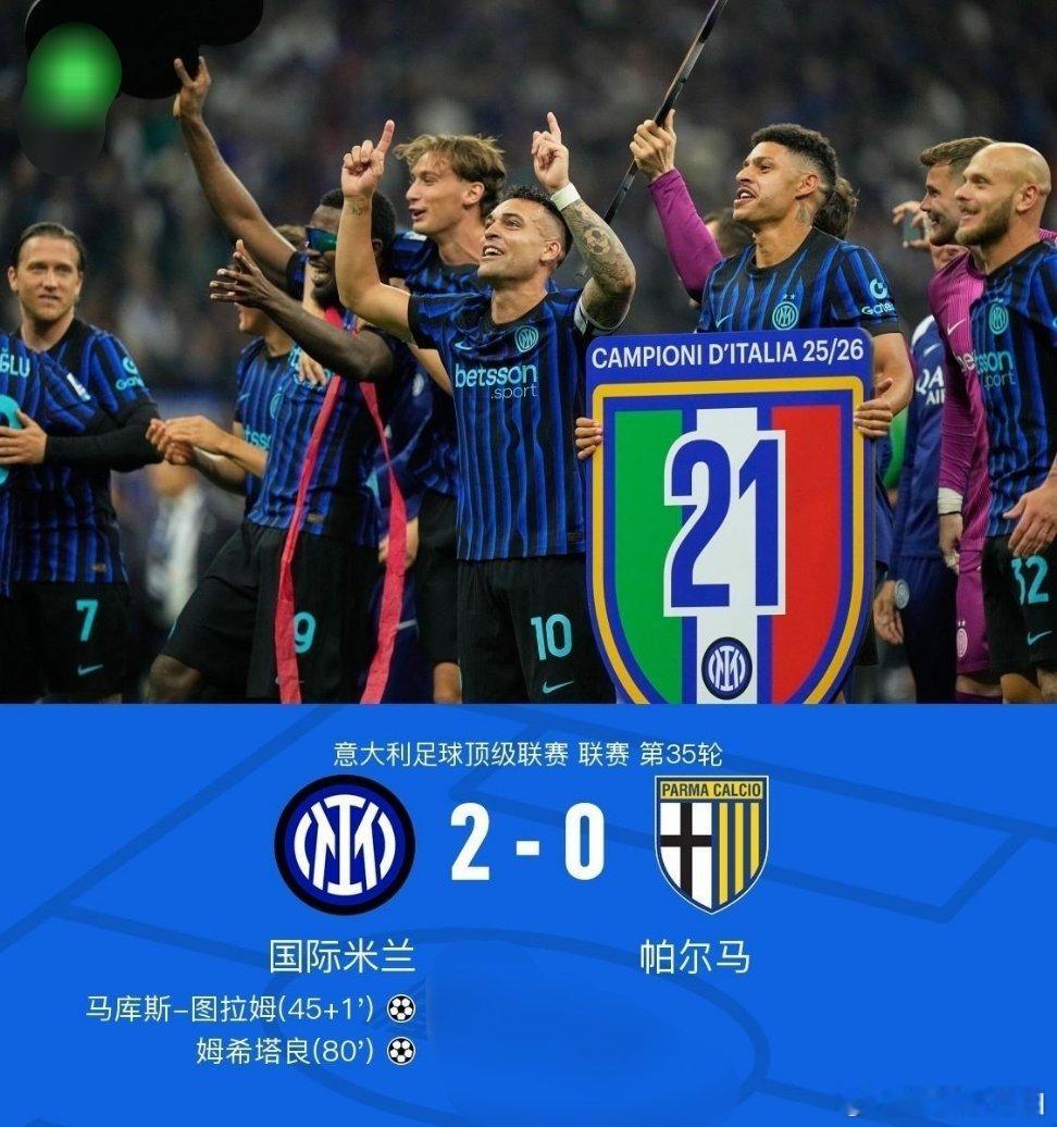 北京时间5月4日意大利足球甲级联赛第35轮，国际米兰主场对阵帕尔马。比赛中，国际