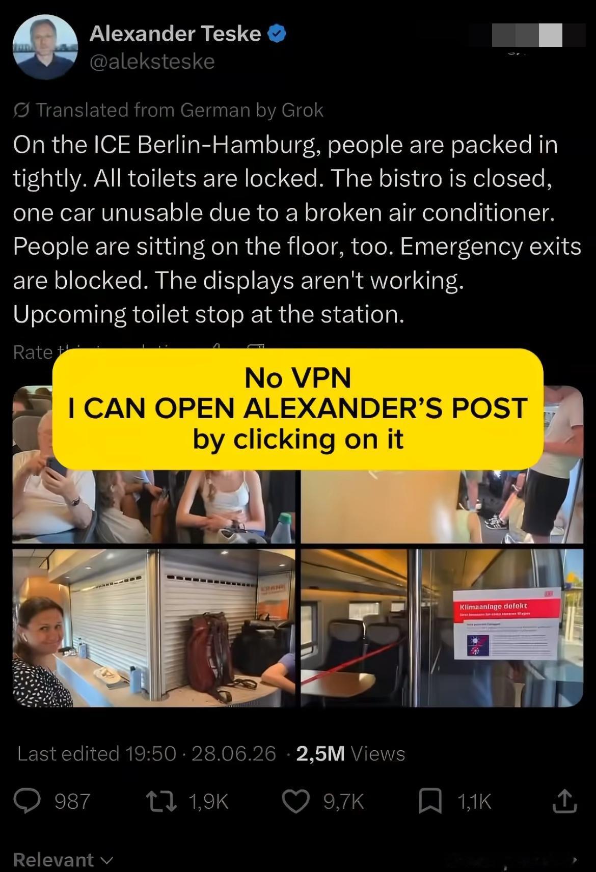 德国记者抱怨德国列车空调故障，遭到了审查，这名德国记者坐火车的时候遭遇空调故障，