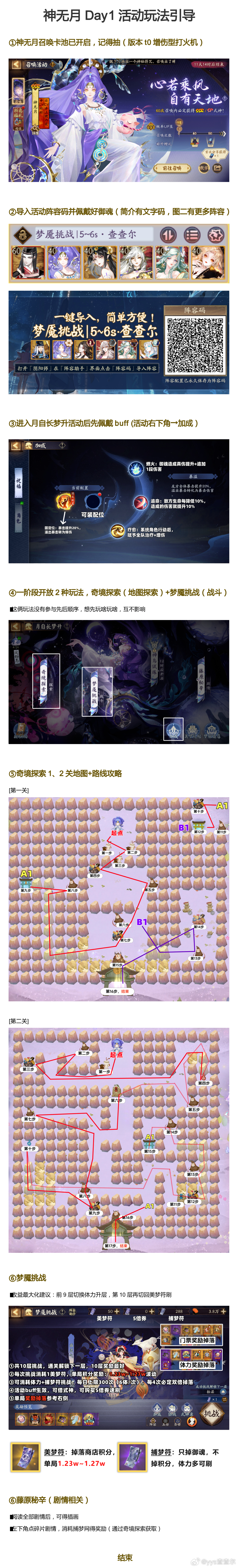 阴阳师手游超话创作官acg优创官 【月自长梦升】day1活动查漏补缺，攻略、阵容