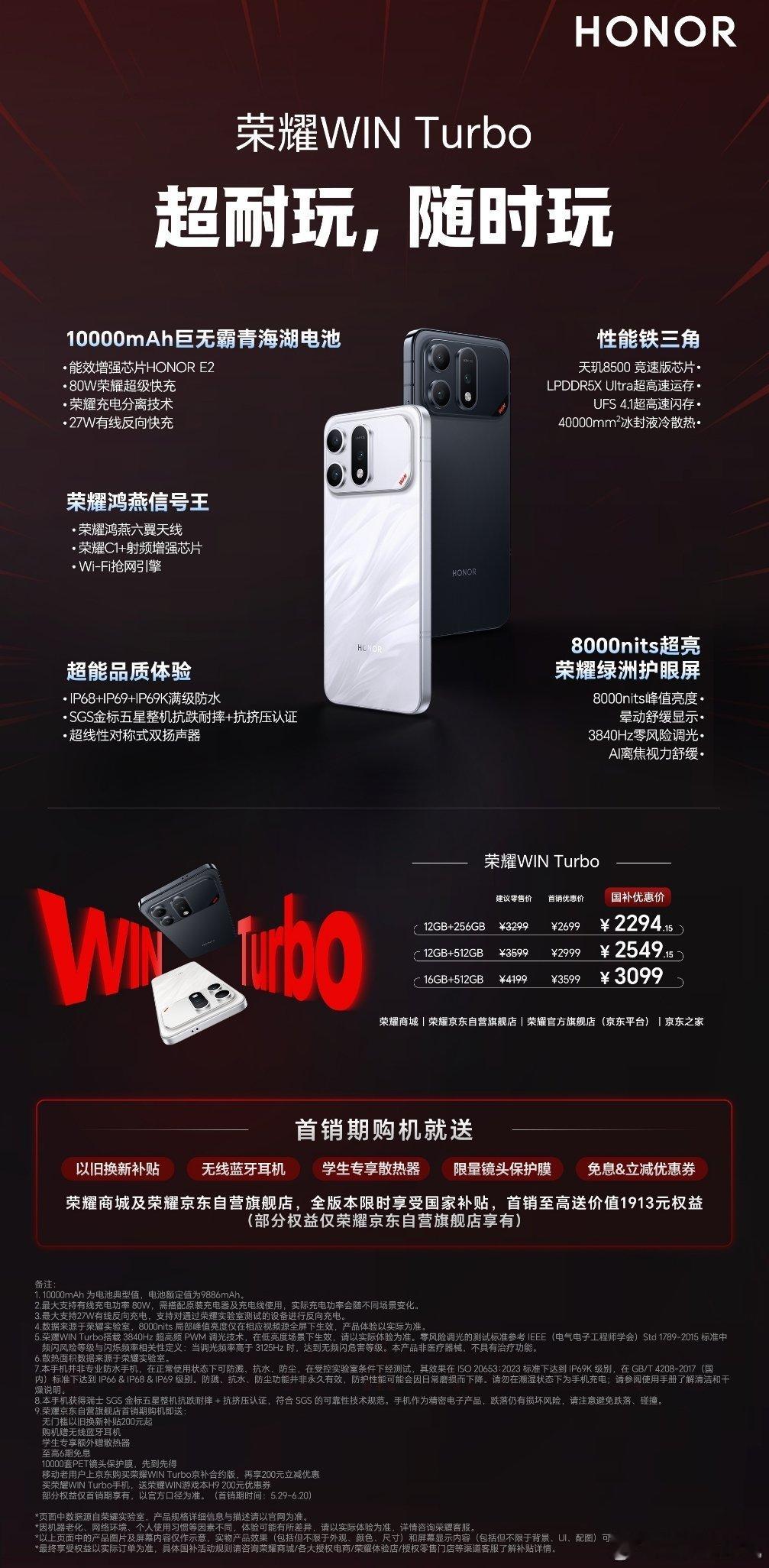 荣耀WIN Turbo荣耀WIN Turbo正式发布！6.79英寸1.5K 12