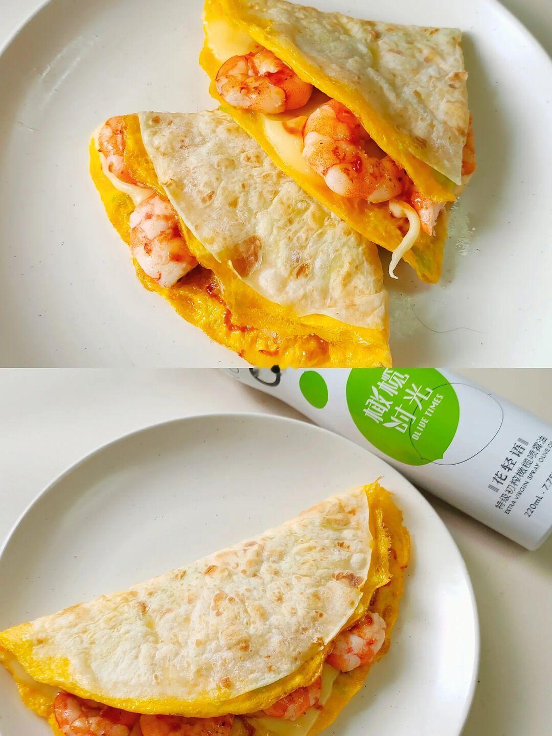 给妈妈做减脂餐D96|虾仁芝士包菜卷饼🌮