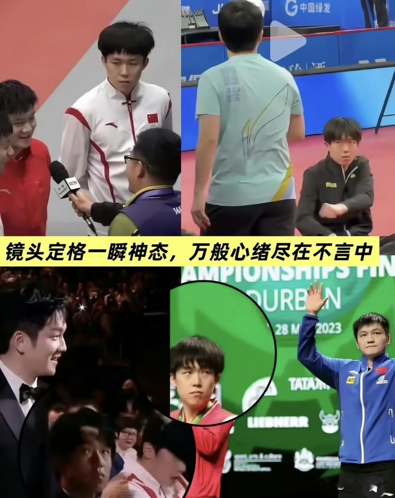 这组镜头里王楚钦的神态，很多人会联想到刘国梁看孔令辉、马龙望向张继科的那股复杂感