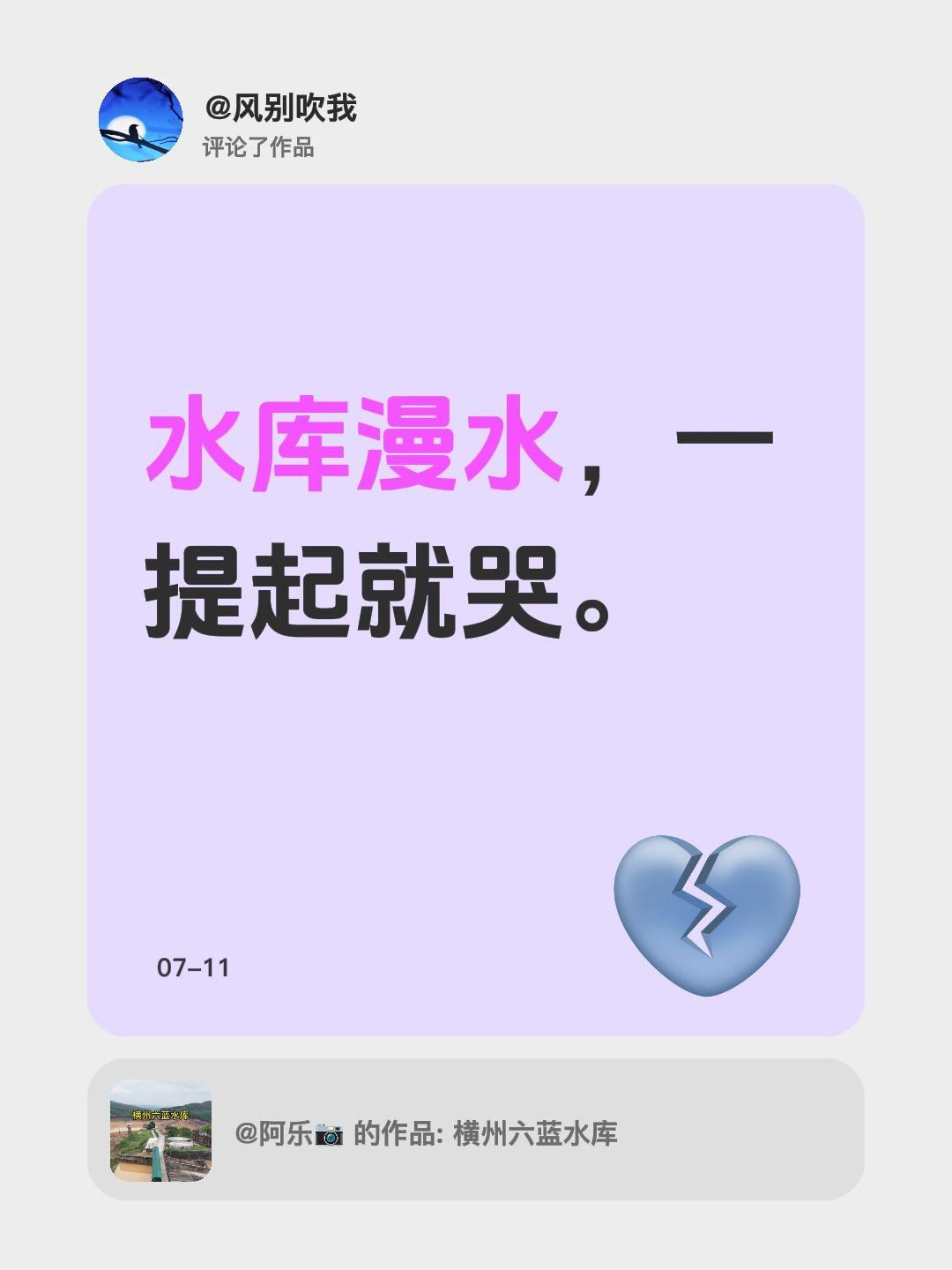 我评论了@阿乐📷 的作品：
水库漫水，一提起就哭。