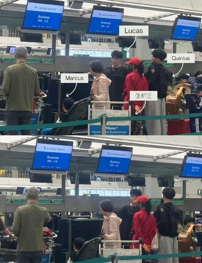 偶遇张柏芝带三个儿子现身机场 网友机场偶遇张柏芝和三个儿子，好像送大儿子Luca