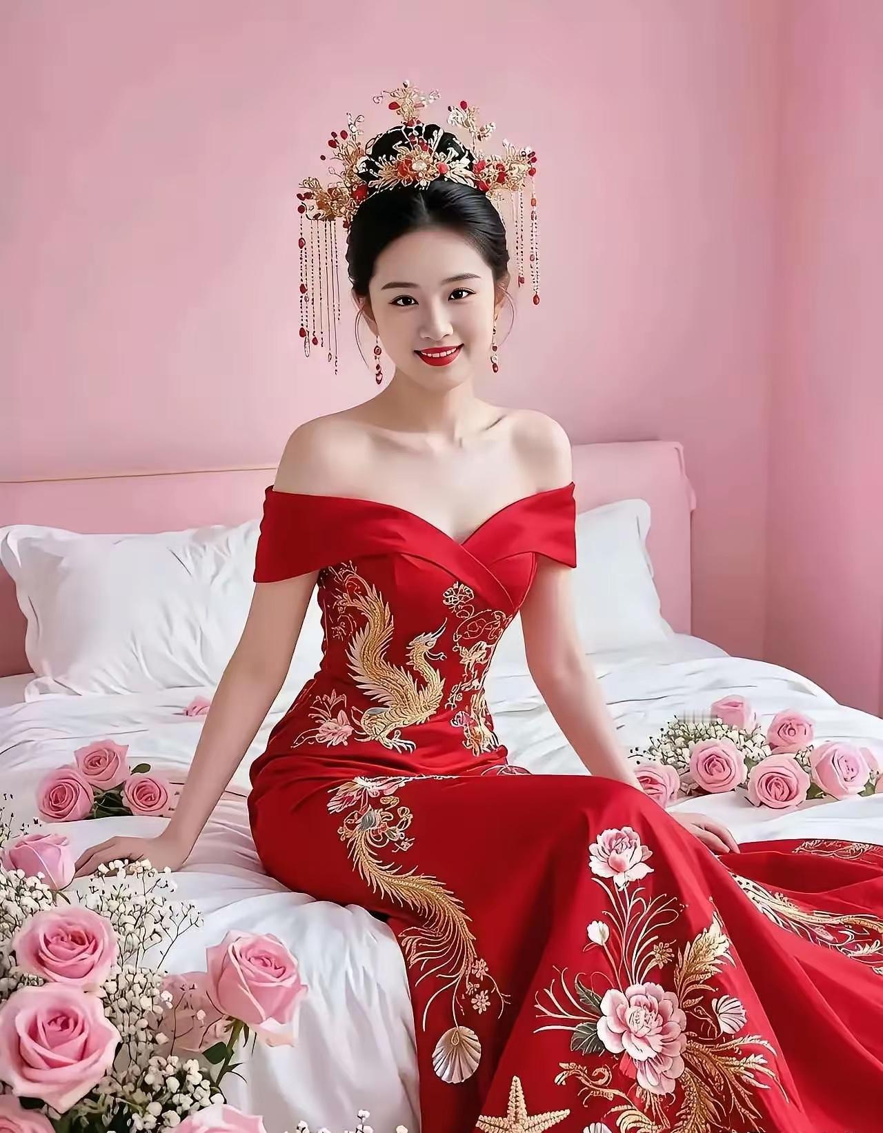 最美新娘
红衣娇娘美如花，新披嫁衣添彩霞。
萧郎喜获洪福运，迎来仙女做新家。
娇