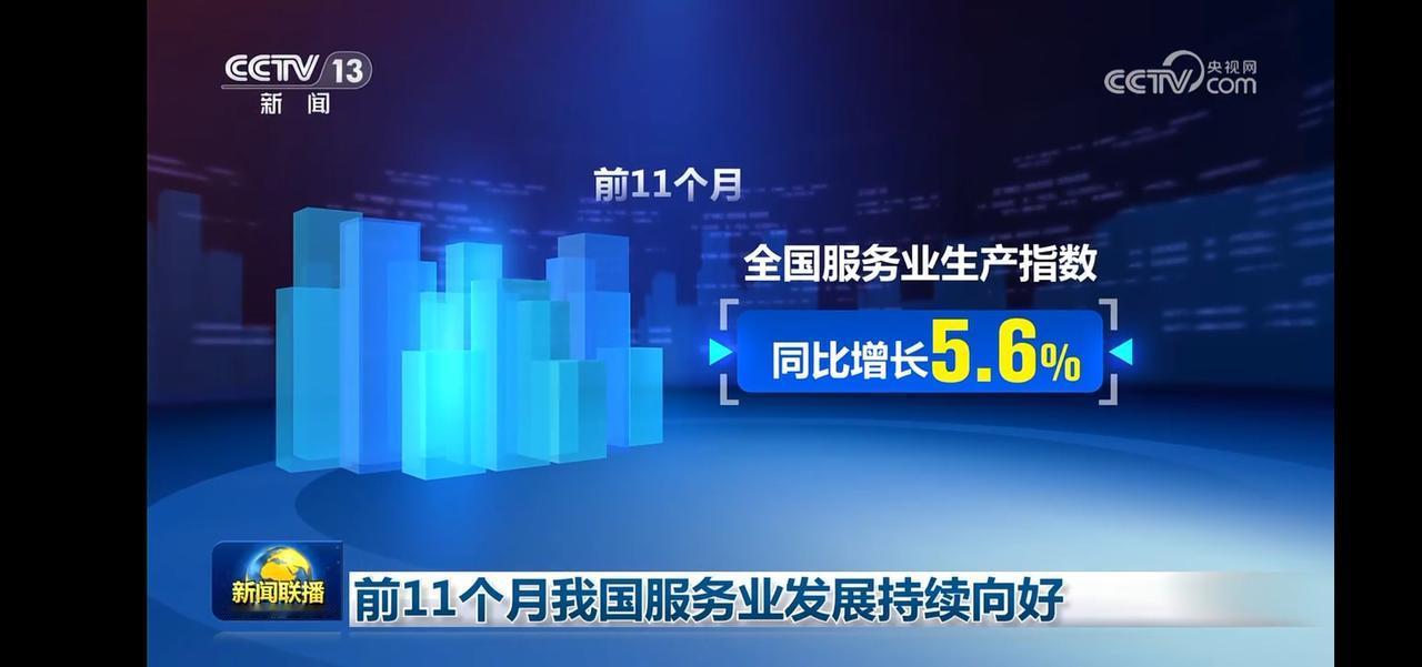 前11个月全国服务业生产指数同比增长5.6%，持续向好！📈💰
