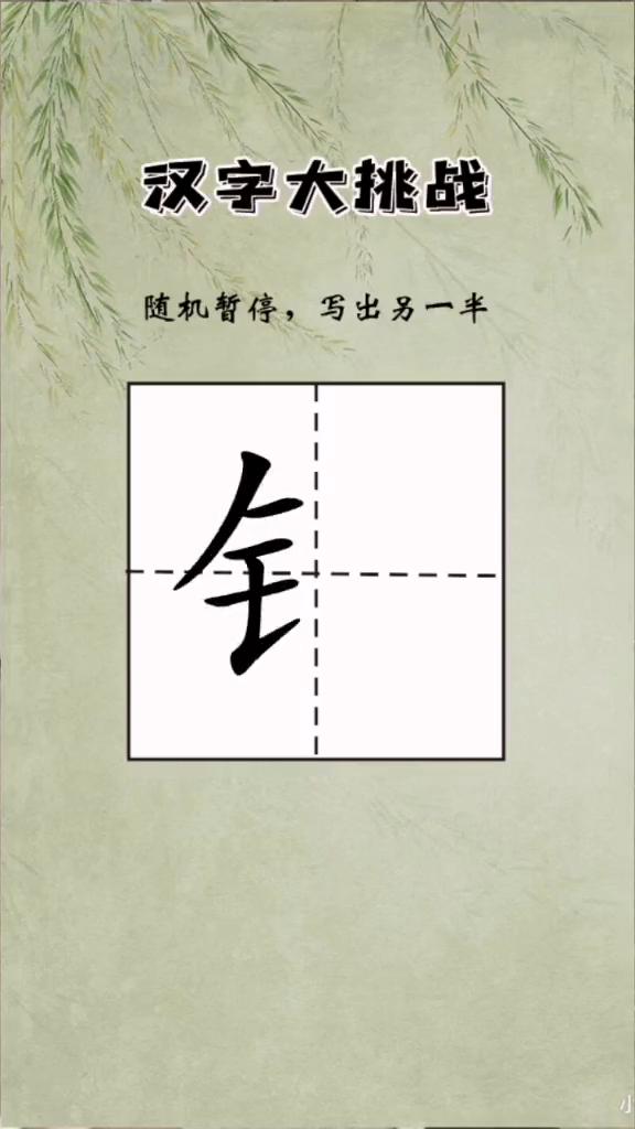 汉字大挑战。
随机暂停，写出另一半。